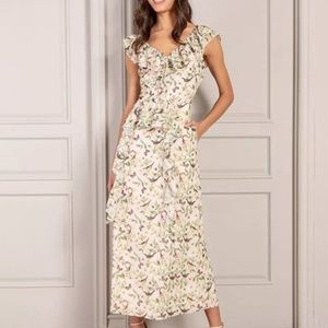 NWT Senlis Élisabeth Sleeveless Ruffle V-Neck Maxi Dress L